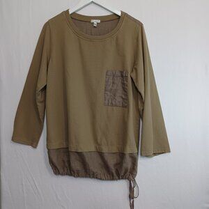 Kleen Pullover Cotton Lagenlook Top with Drawstring Womens Small